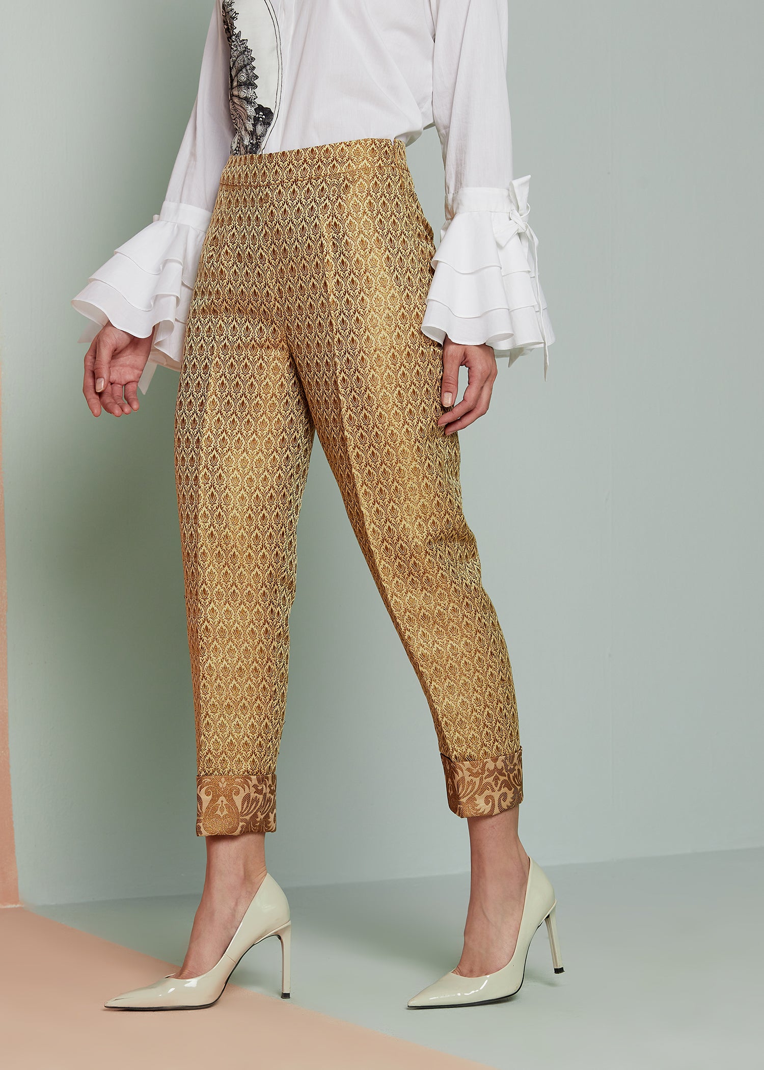 Black Cigarette Pants with Gold embroidery and sequin work – Indi Ethnics